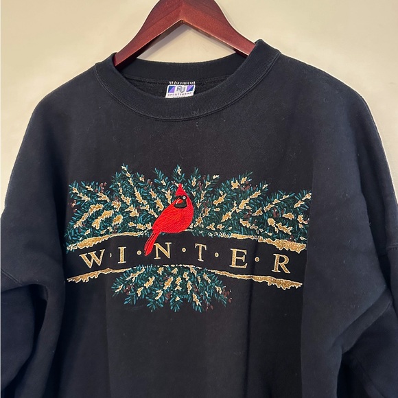 Vintage Black Winter Bird Crewneck Sweatshirt - Picture 2 of 6